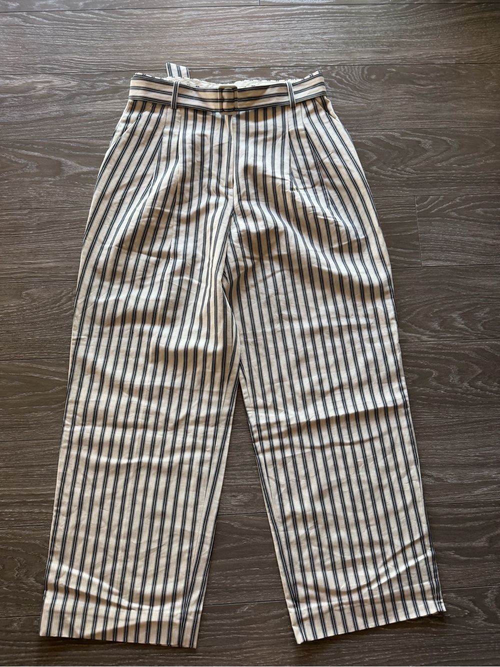 & other stories Striped Cream and Black Wide Leg Trousers